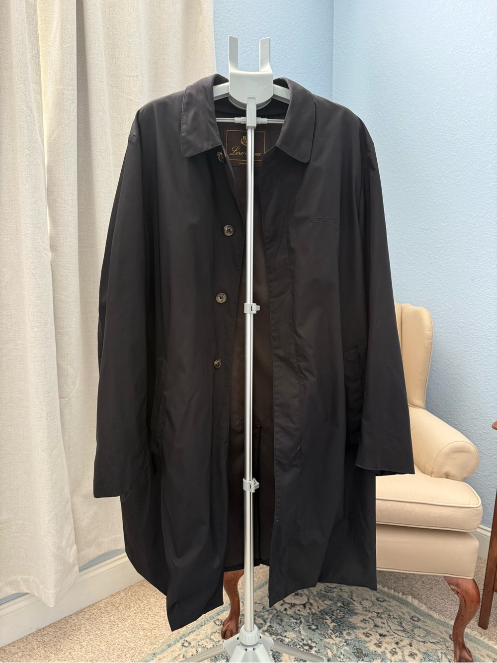 LORO PIANA Men's Black Trench Raincoat Overcoat Jacket Coat Storm System Luxury - Picture 3 of 13